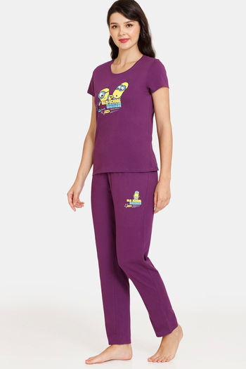 Buy Rosaline Minions Knit Cotton Pyjama Set - Imperial Purple